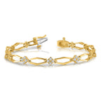 14k Complete 1/5 carat Round AAA Diamond Cluster Fancy 7 inch Bracelet