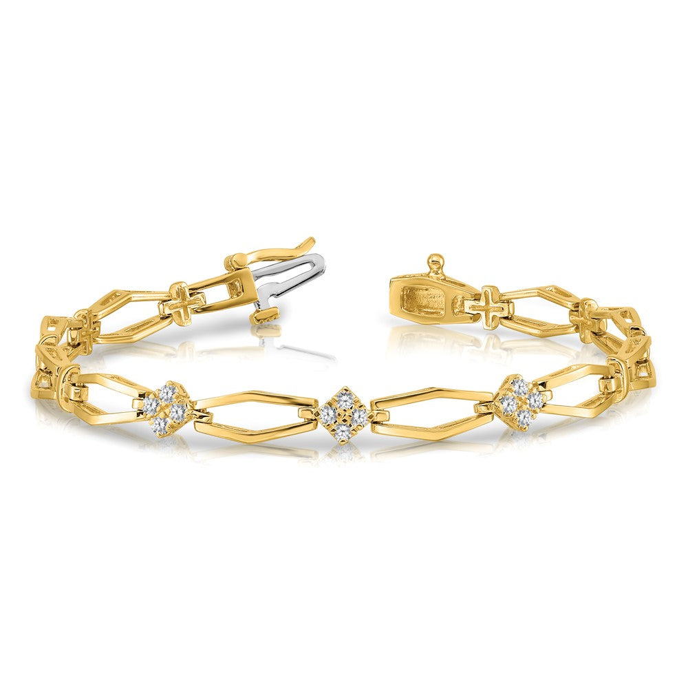 14k Complete 1/5 carat Round AAA Diamond Cluster Fancy 7 inch Bracelet