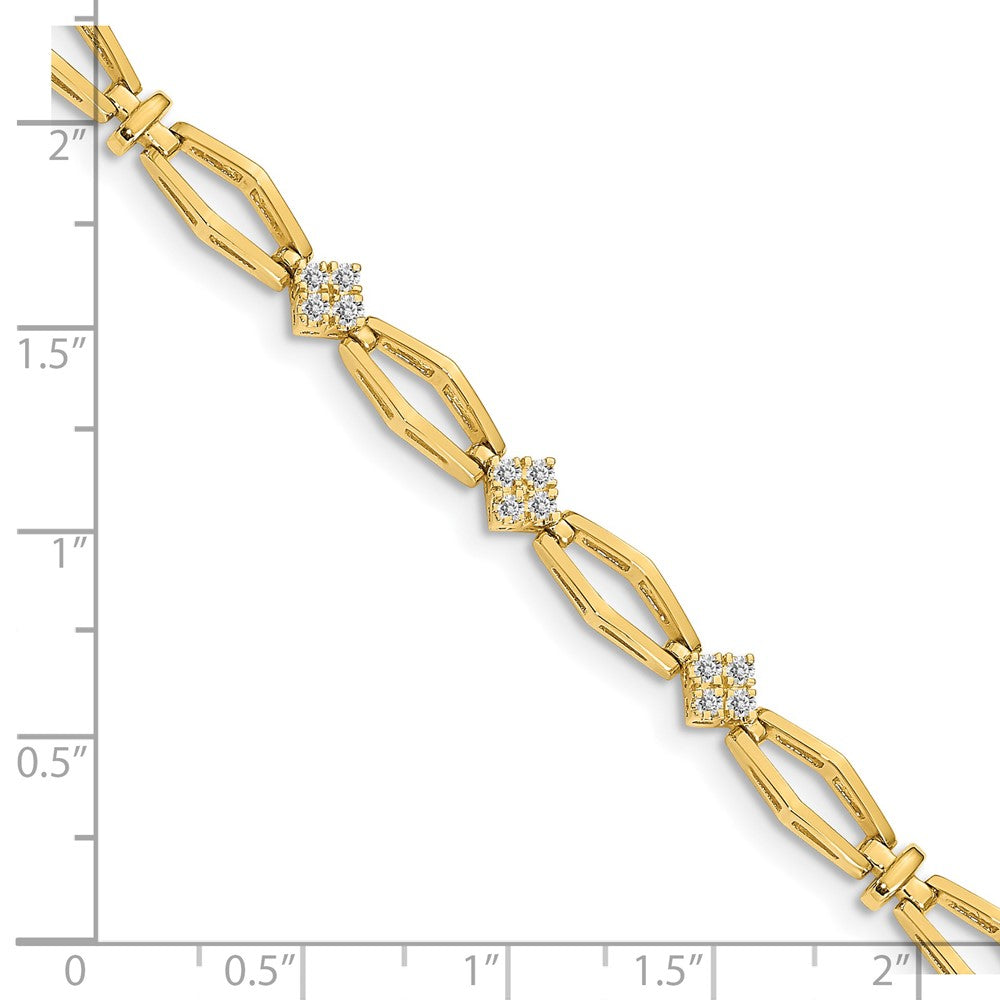 14k Complete 1/5 carat Round VS Diamond Cluster Fancy 7 inch Bracelet