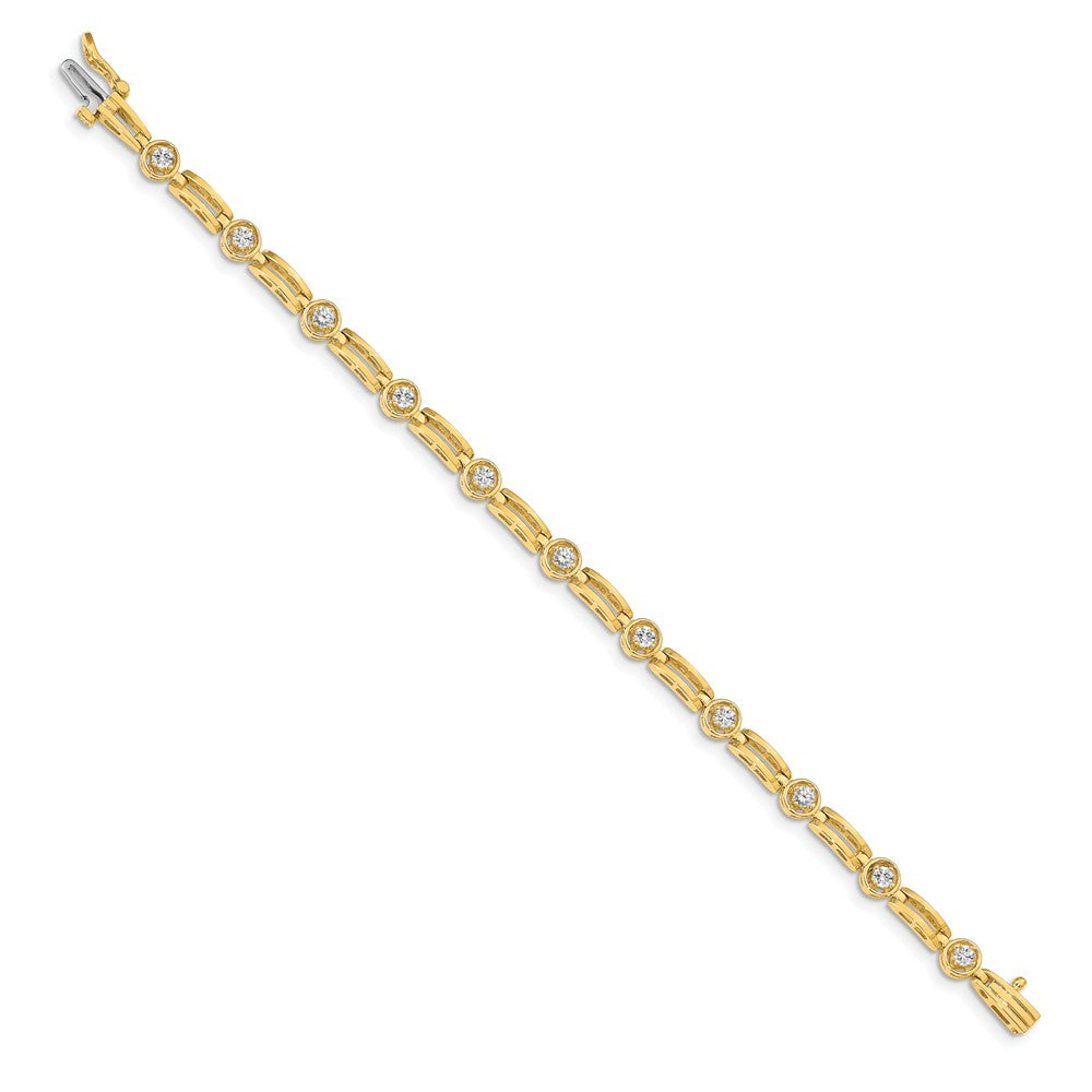 14k Complete 3/4 carat Round AA Diamond 4-prong Bar Link 7 inch Tennis Bracelet