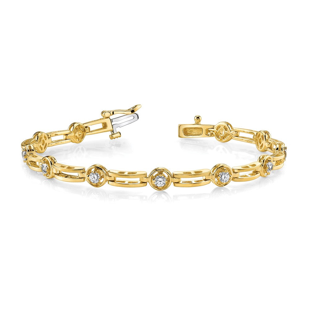 14k Complete 3/4 carat Round VS Diamond 4-prong Bar Link 7 inch Tennis Bracelet