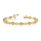 14k Complete 3/4 carat Round AA Diamond 4-prong Bar Link 7 inch Tennis Bracelet