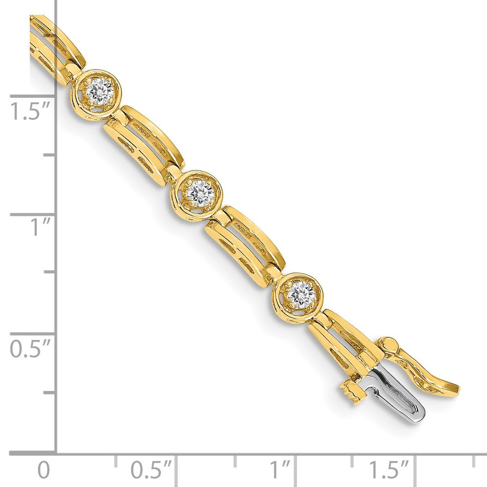 14k Complete 3/4 carat Round AAA Diamond 4-prong Bar Link 7 inch Tennis Bracelet