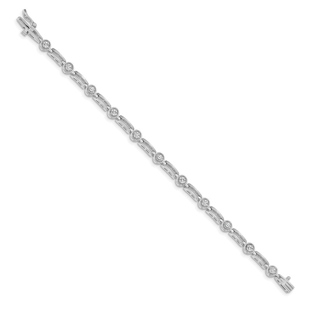 14k White Gold Complete 3/4 carat Round A Diamond 4-prong Bar Link 7 inch Tennis Bracelet