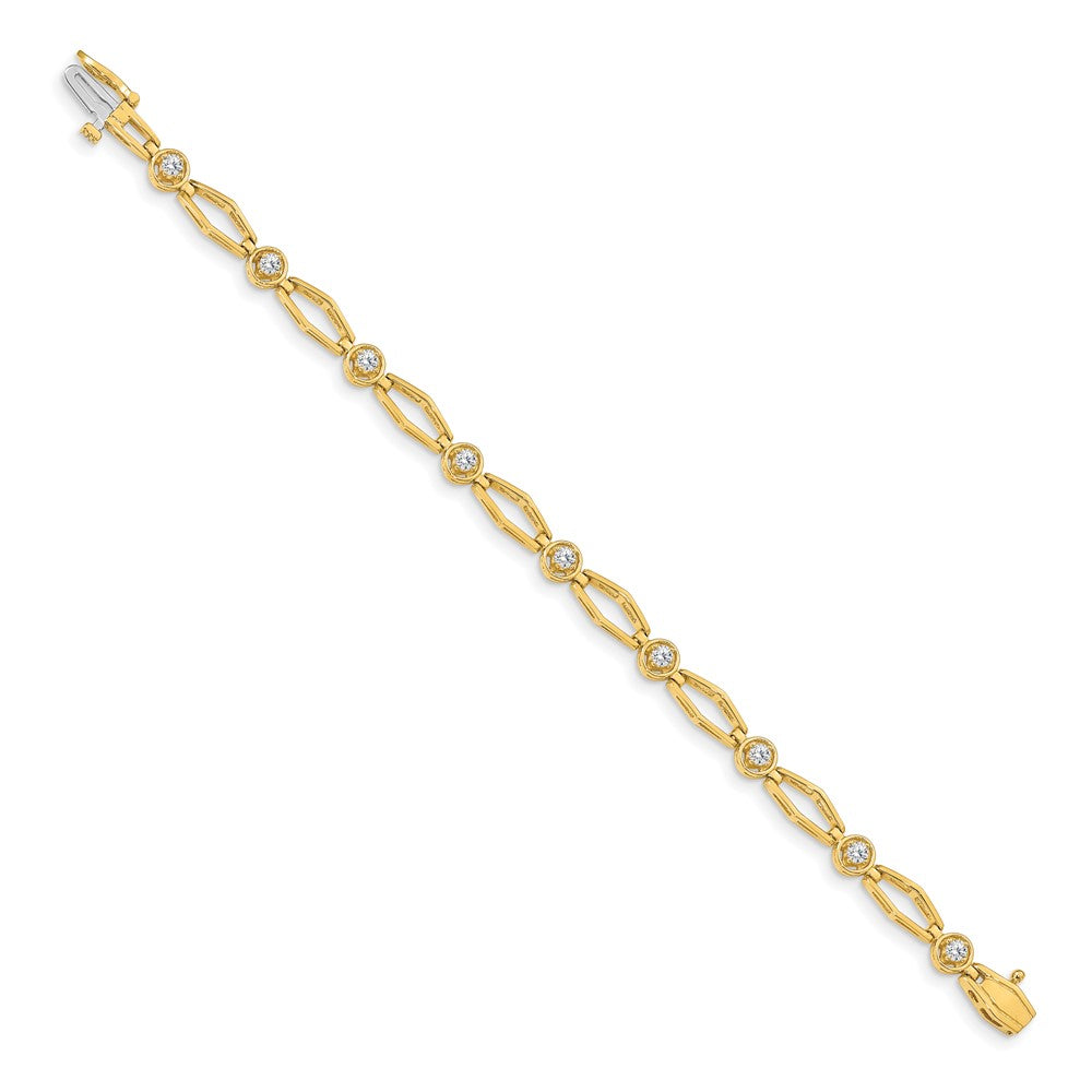 14k Complete 3/4 carat Round AA Diamond Fancy Link 7 inch Bracelet