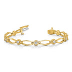 14k Complete 3/4 carat Round AA Diamond Fancy Link 7 inch Bracelet