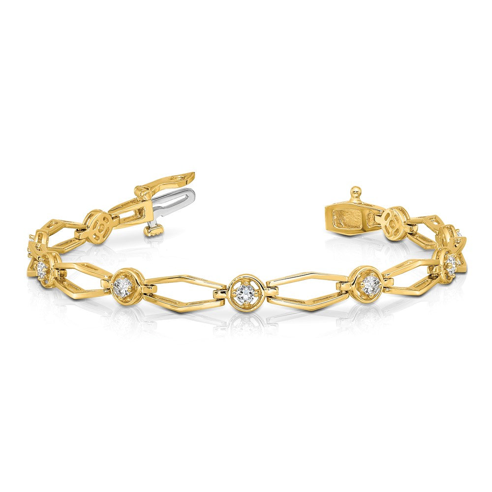 14k Complete 3/4 carat Round AAA Diamond Fancy Link 7 inch Bracelet