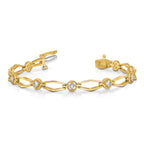 14k Complete 3/4 carat Round AAA Diamond Fancy Link 7 inch Bracelet