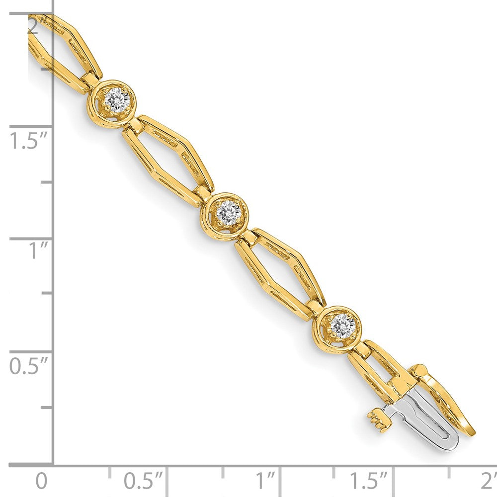 14k Complete 3/4 carat Round A Diamond Fancy Link 7 inch Bracelet