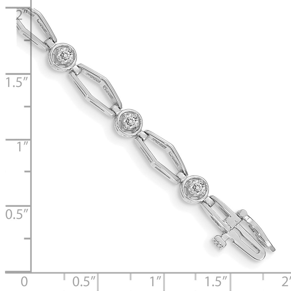 14k White Gold Complete 3/4 carat Round VS Diamond Fancy Link 7 inch Bracelet