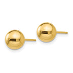 14k 7mm Polished Puffed Ball Post Earrings