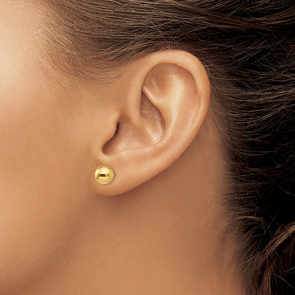 14k 7mm Polished Puffed Ball Post Earrings