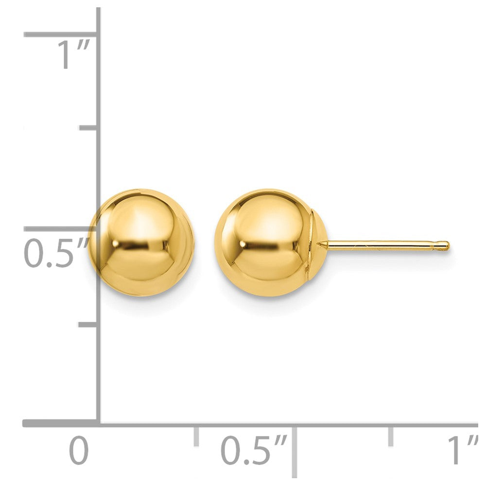 14k 7mm Polished Puffed Ball Post Earrings