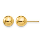 14k 7mm Polished Puffed Ball Post Earrings