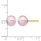 14k 8-9mm Purple Round Freshwater Cultured Pearl Stud Post Earrings