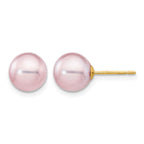 14k 8-9mm Purple Round Freshwater Cultured Pearl Stud Post Earrings