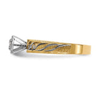 14k and Rhodium AA Quality 1/10 carat Diamond Trio Complete Engagement Ring