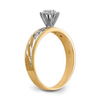 14k and Rhodium AA Quality 1/10 carat Diamond Trio Complete Engagement Ring