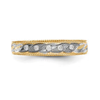 14k and Rhodium AA Quality 1/20 carat Diamond Trio Ladies Complete Wedding Band
