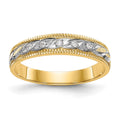 14k and Rhodium AA Quality 1/20 carat Diamond Trio Ladies Complete Wedding Band