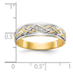 14k and Rhodium AA Quality .03 carat Diamond Trio Mens Complete Wedding Band