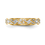 14k and Rhodium AA Quality .02 carat Diamond Trio Ladies Complete Wedding Band