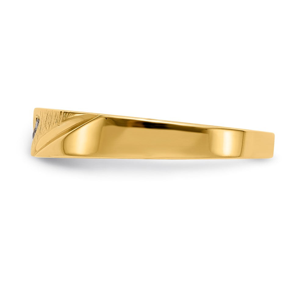 14k and Rhodium AA Quality .03 carat Diamond Trio Ladies Complete Wedding Band