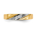 14k and Rhodium AA Quality .03 carat Diamond Trio Ladies Complete Wedding Band