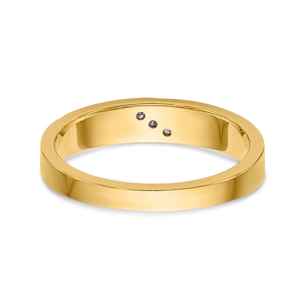 14k and Rhodium AA Quality .03 carat Diamond Trio Ladies Complete Wedding Band