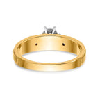 14k and Rhodium AA Quality 1/15 carat Diamond Trio Complete Engagement Ring