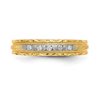 14k AA Quality 1/20 carat Diamond Trio Ladies Complete Wedding Band