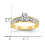 14k and Rhodium AA Quality 1/10 carat Diamond Trio Complete Engagement Ring