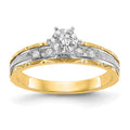 14k and Rhodium AA Quality 1/10 carat Diamond Trio Complete Engagement Ring