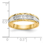 14k and Rhodium AA Quality 1/20 carat Diamond Trio Mens Complete Wedding Band