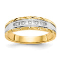 14k and Rhodium AA Quality 1/20 carat Diamond Trio Mens Complete Wedding Band