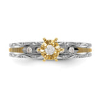 14k and Rhodium AA Quality 1/10 carat Diamond Trio Complete Engagement Ring