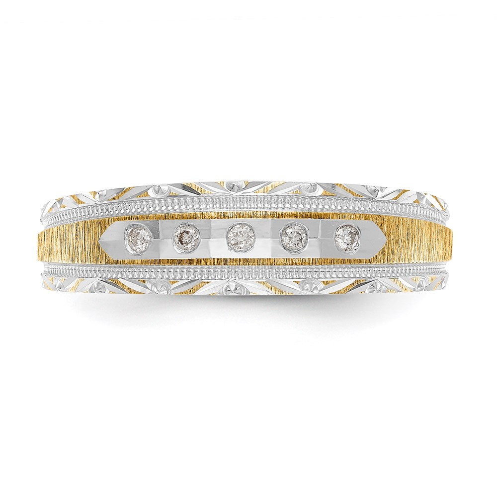14k and Rhodium AA Quality 1/20 carat Diamond Trio Mens Complete Wedding Band