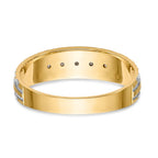 14k and Rhodium AA Quality 1/20 carat Diamond Trio Mens Complete Wedding Band