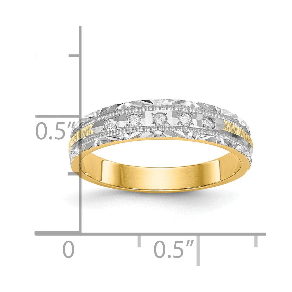 14k and Rhodium AA Quality 1/20 carat Diamond Trio Ladies Complete Wedding Band