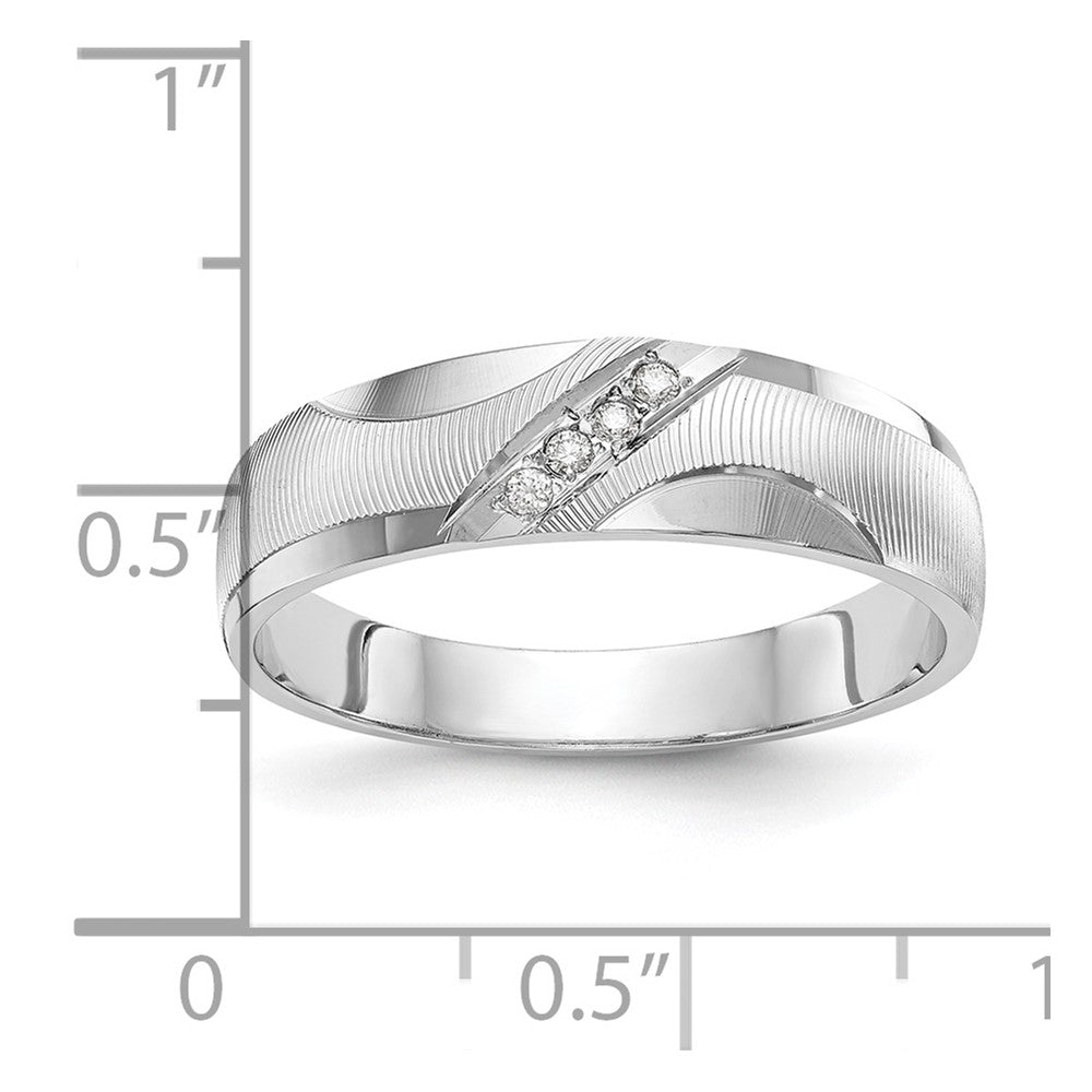 14k White Gold AA Quality 1/20 carat Diamond Trio Mens Complete Wedding Band