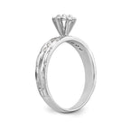 14k White Gold AA Quality 1/8 carat Diamond Trio Complete Engagement Ring