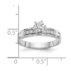 14k White Gold AA Quality 1/8 carat Diamond Trio Complete Engagement Ring
