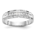 14k White Gold AA Quality 1/10 carat Diamond Trio Mens Complete Wedding Band