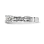 14k White Gold AA Quality 1/10 carat Diamond Trio Ladies Complete Wedding Band