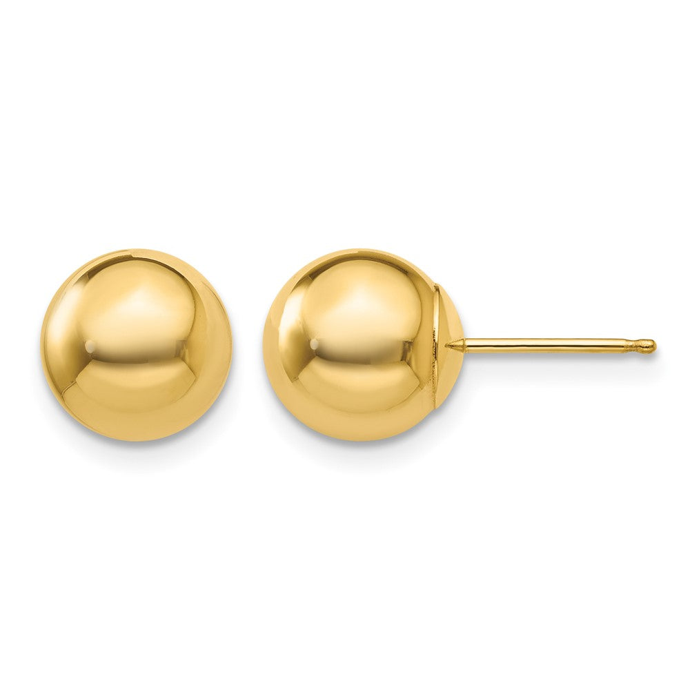 14k 8mm Polished Puffed Ball Post Earrings