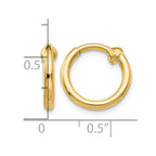 14k 2x10mm Polished Tube Hoop Non-pierced Earrings