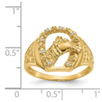 IB Goodman 14k AAA Diamond Horseshoe with Horse in Center Mens Ring