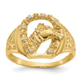 IB Goodman 14k VS Diamond Horseshoe with Horse in Center Mens Ring