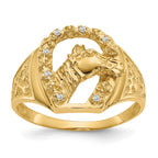 IB Goodman 14k VS Diamond Horseshoe with Horse in Center Mens Ring