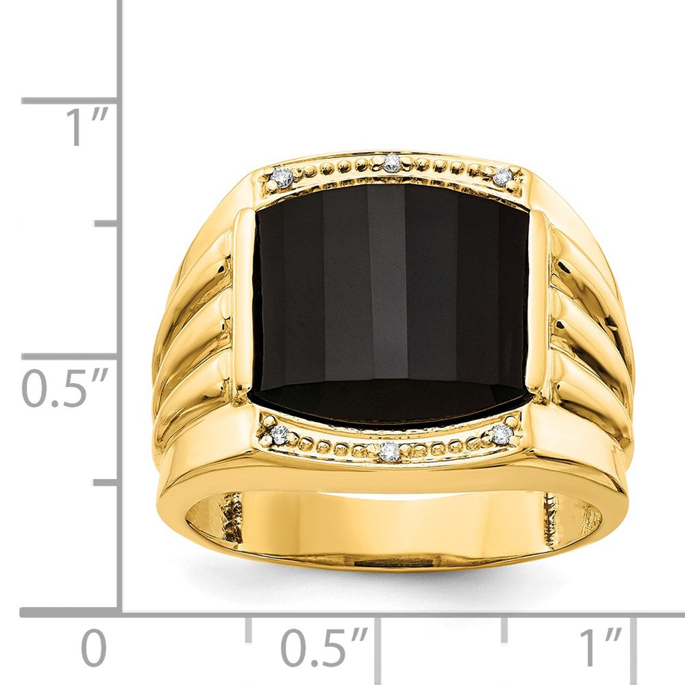 IB Goodman 14k Barrel Onyx and A Diamond Mens Ring